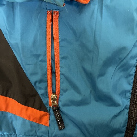 Lands End Medium Weight Hooded Boys Jacket Size M 10-12 Blue & Orange FS Charity - Picture 2 of 10
